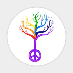 Rainbow Peace sign Tree Magnet